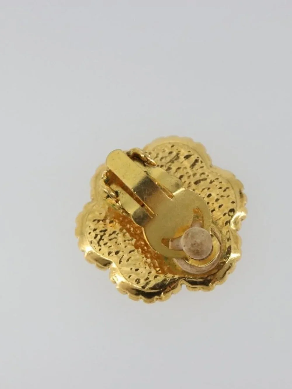 CHANEL Earring Metal Gold Tone CC Auth BA13636M